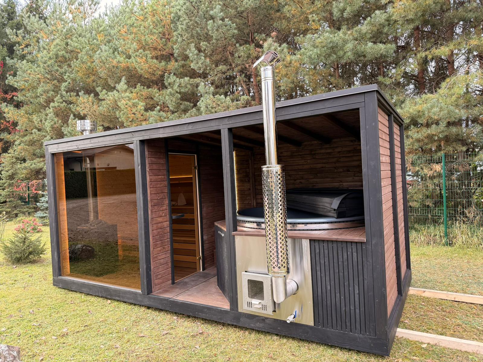 Modulinė lauko pirtis su kubilu „WUNU SPA Premium“