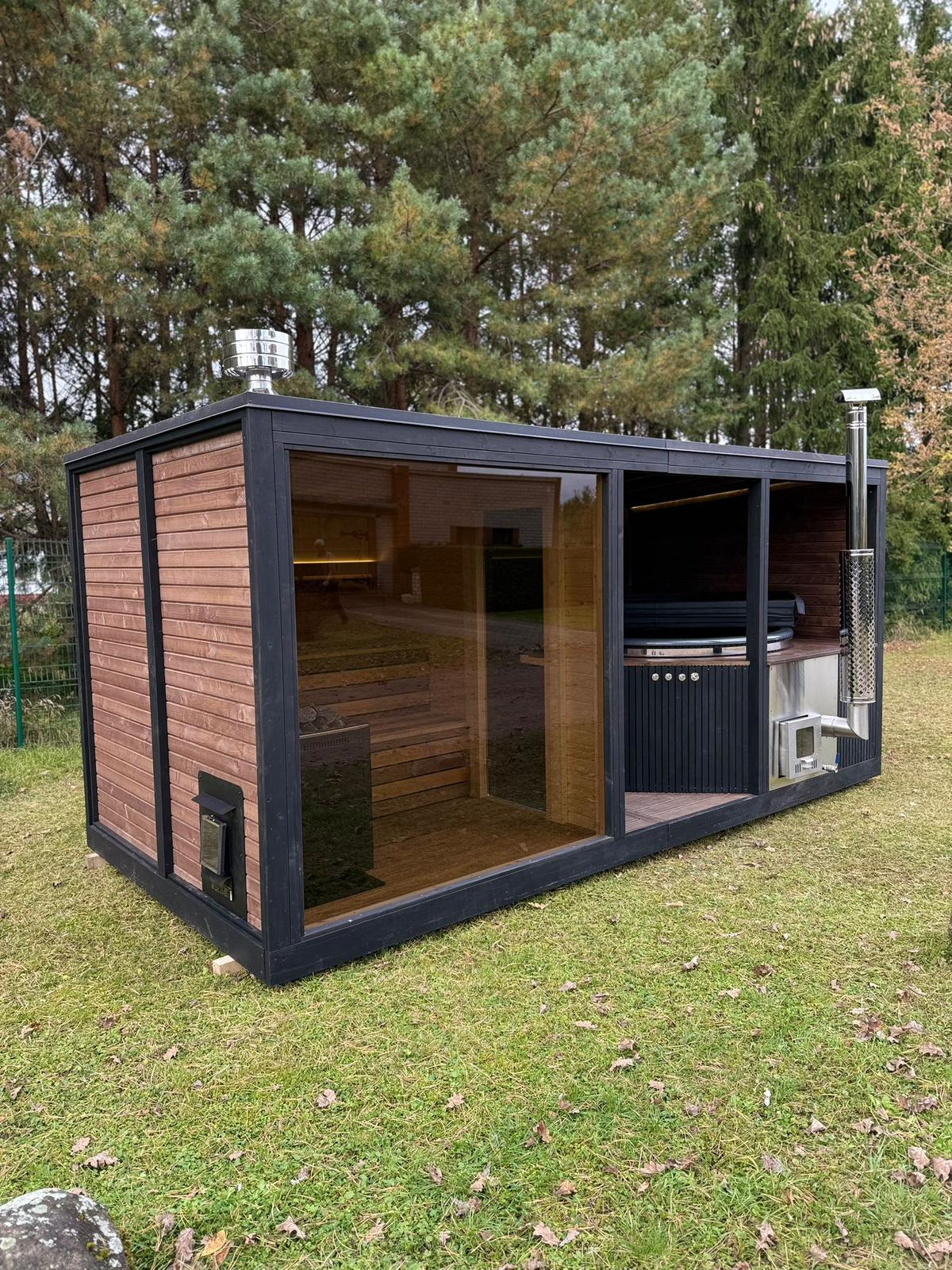 Modulinė lauko pirtis su kubilu „WUNU SPA Premium“